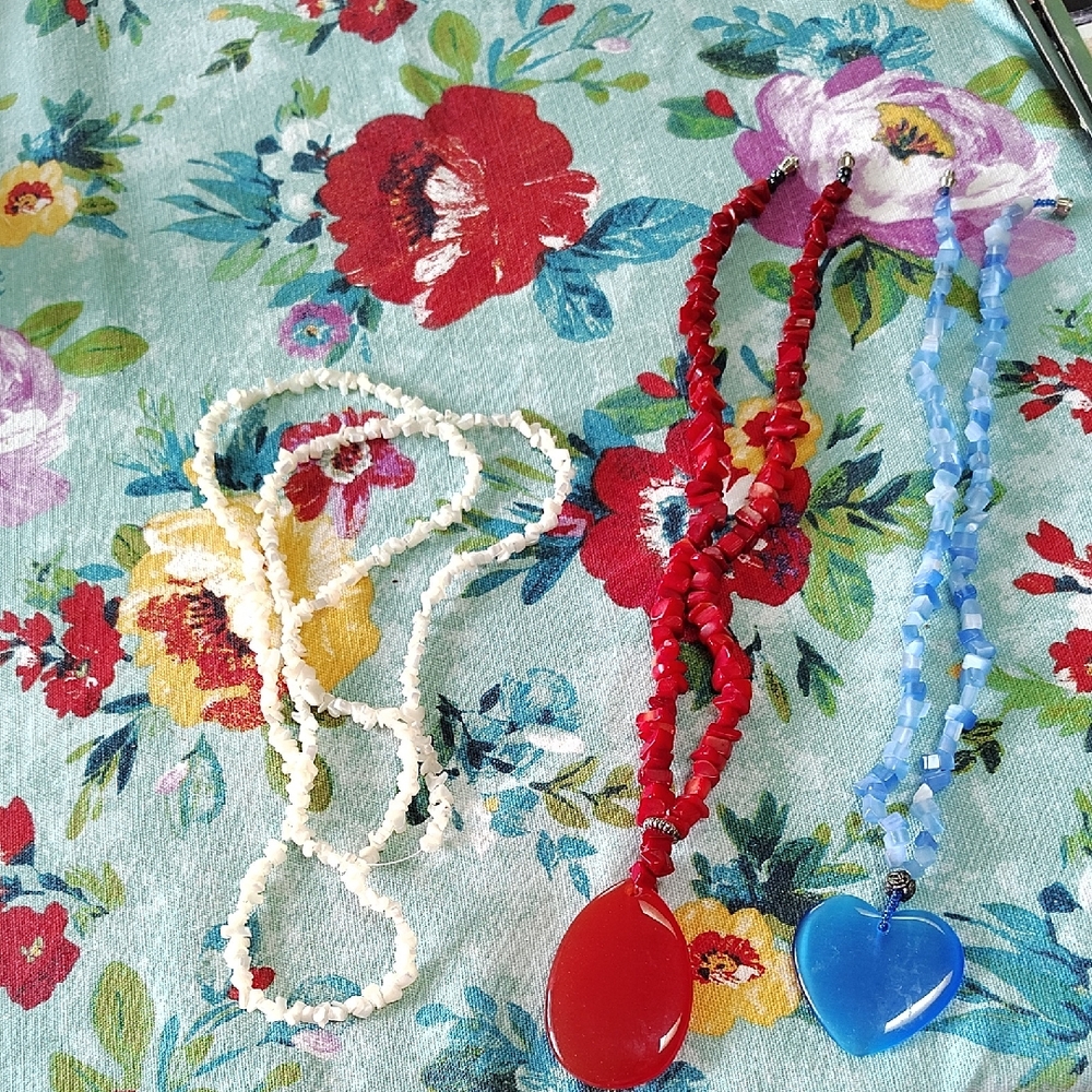 Red and Blue Beaded Necklaces